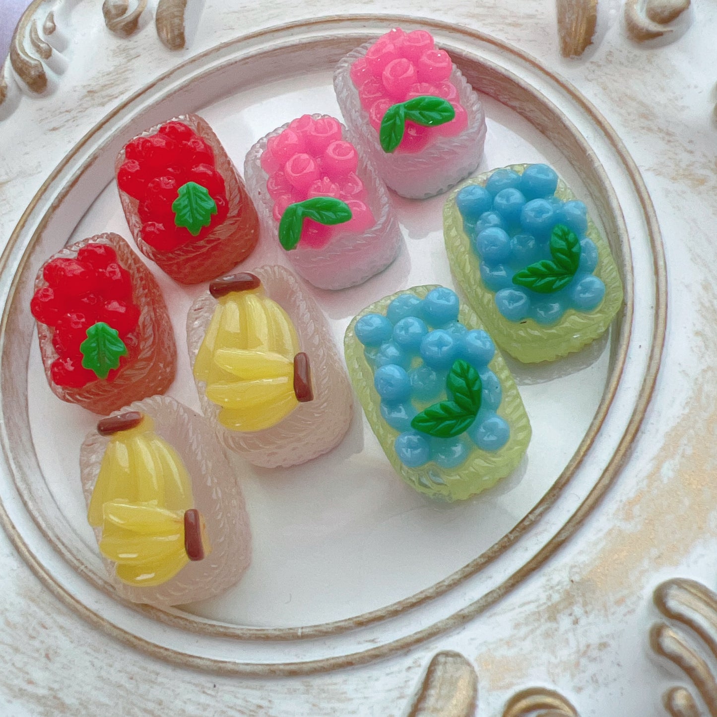 デコパーツ カゴ入りフルーツ 8個セット