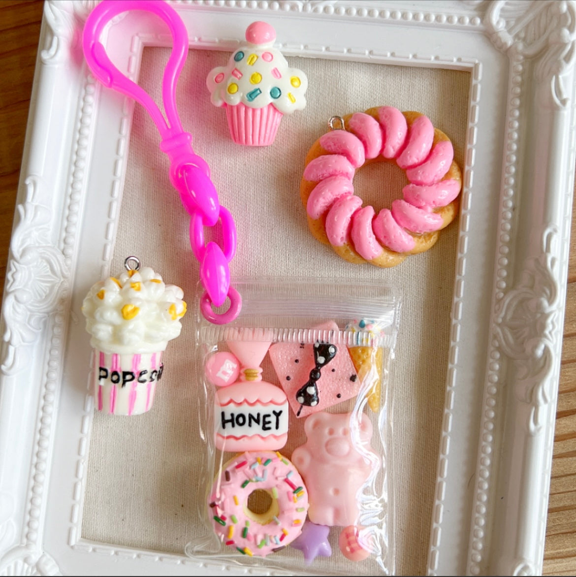 フック&チェーン おまかせ50個セット キーホルダー ハンドメイド パーツ ビビット パステル クリアカラー