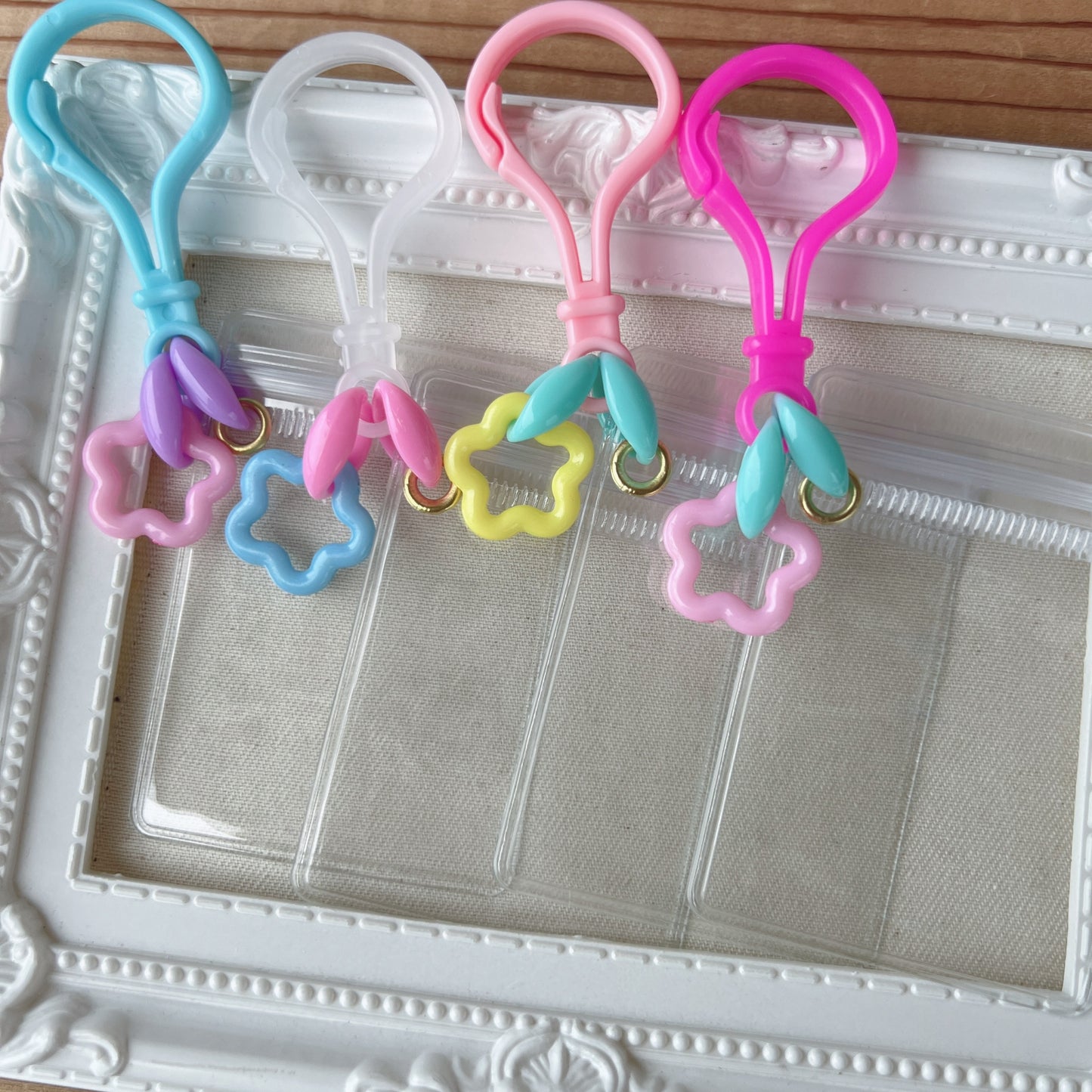 No.219B 16個 キャンディバッグ キーホルダー お花 チャーム付き