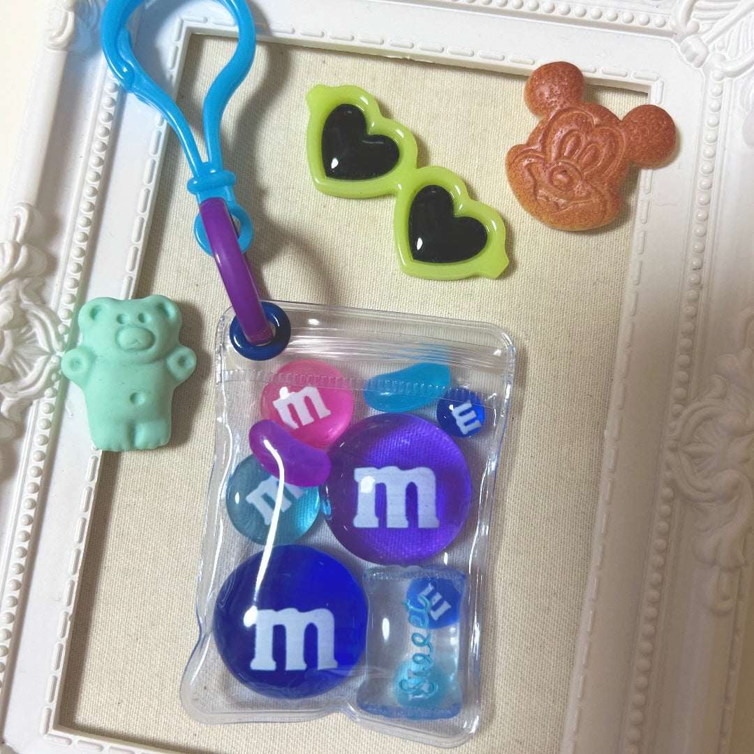 NO. 128B 50個 キャンディバッグ キーホルダー おまかせ まるチェーンセット カラー ランダム