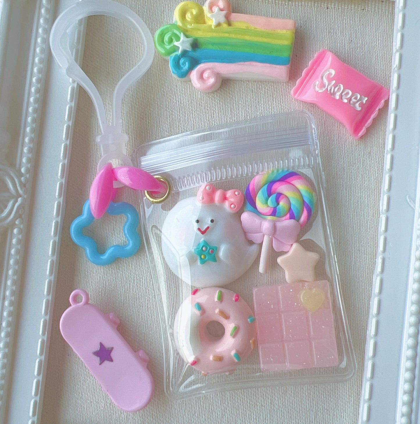 No.219B 16個 キャンディバッグ キーホルダー お花 チャーム付き