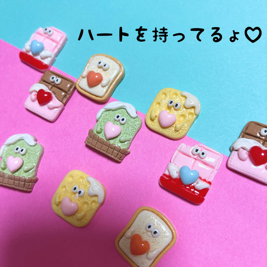 デコパーツ 顔つき フード 5個セット チョコ パン ケーキ