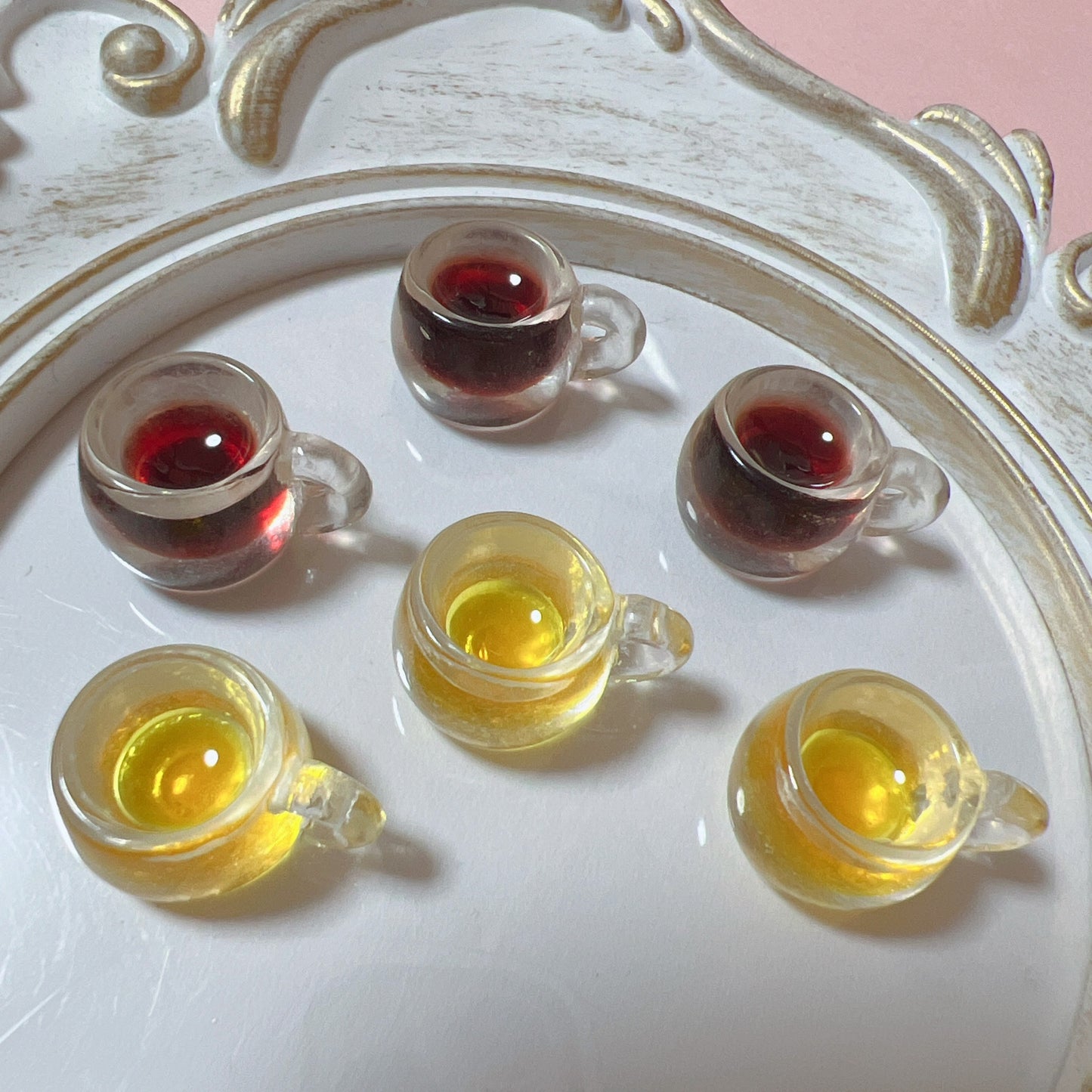コーヒー と 紅茶 6個セット デコパーツ キーホルダー ドリンク 材料