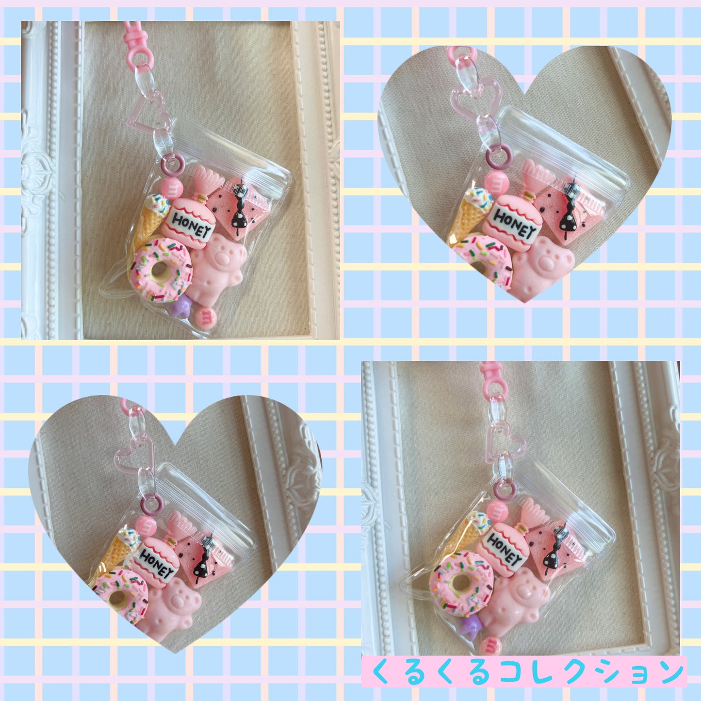 No.195B 20個セット キャンディバッグ キーホルダー ハート パステル