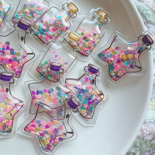 デコパーツ|キラキラホログラム入りビニール瓶 シャカシャカパーツ 4個セット