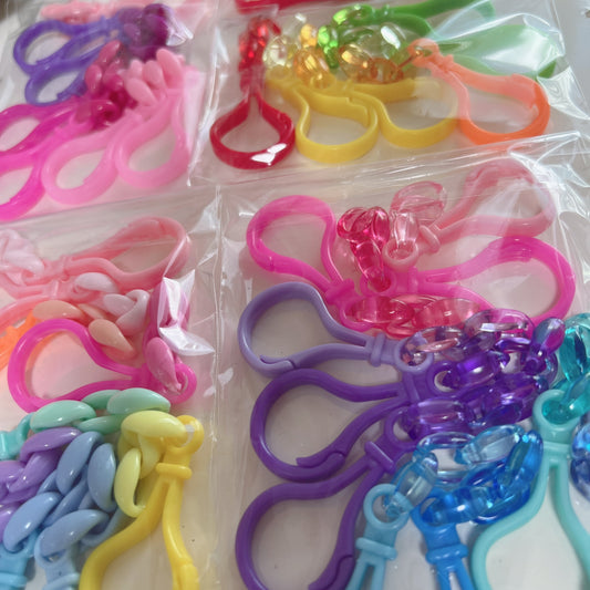 フック&チェーン おまかせ50個セット キーホルダー ハンドメイド パーツ ビビット パステル クリアカラー