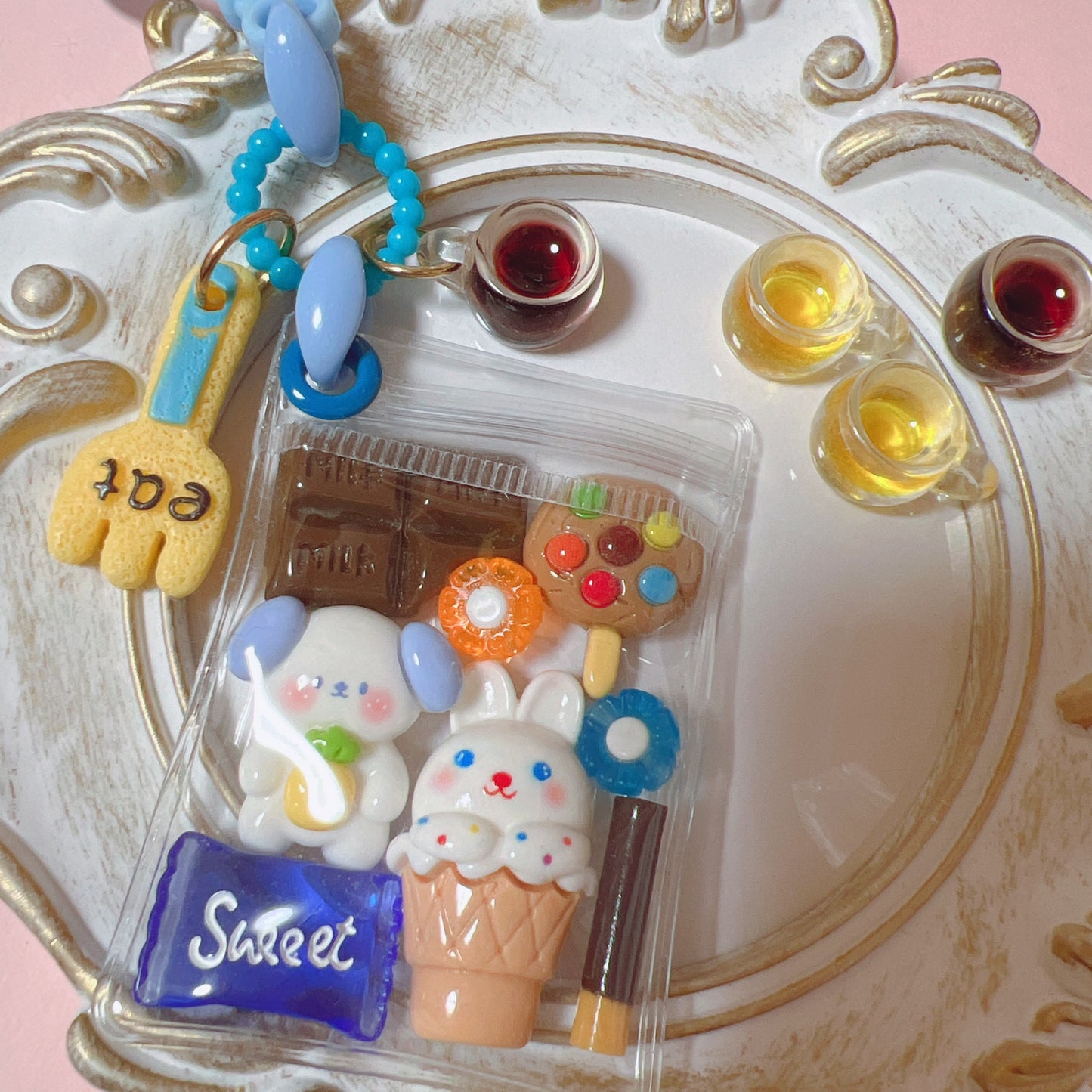コーヒー と 紅茶 6個セット デコパーツ キーホルダー ドリンク 材料