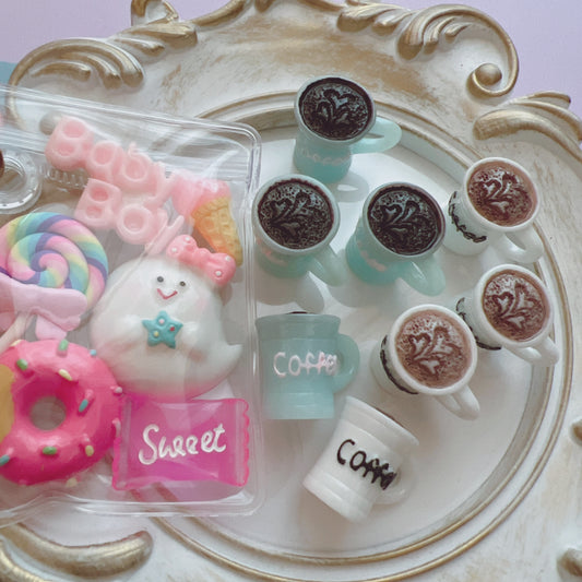 デコパーツ ハート柄 コーヒーカップ 8個セット