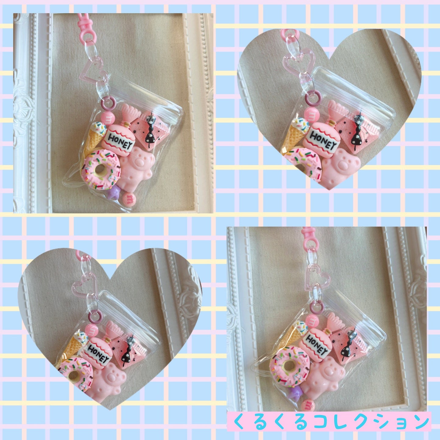 No.195A 20個セット キャンディバッグ キーホルダー ハート パステル