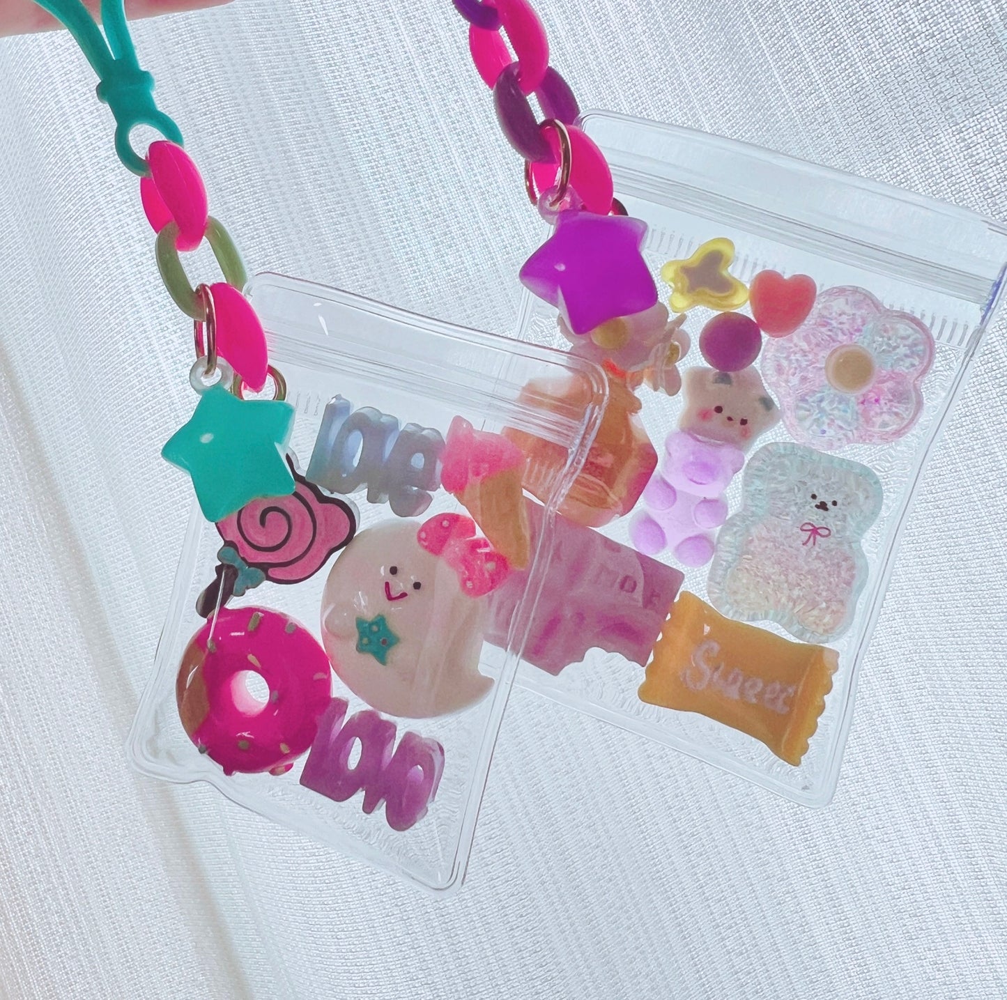 キャンディバッグ キーホルダー ぷっくり星チャーム付き 12個セット No.261 ハンドメイド