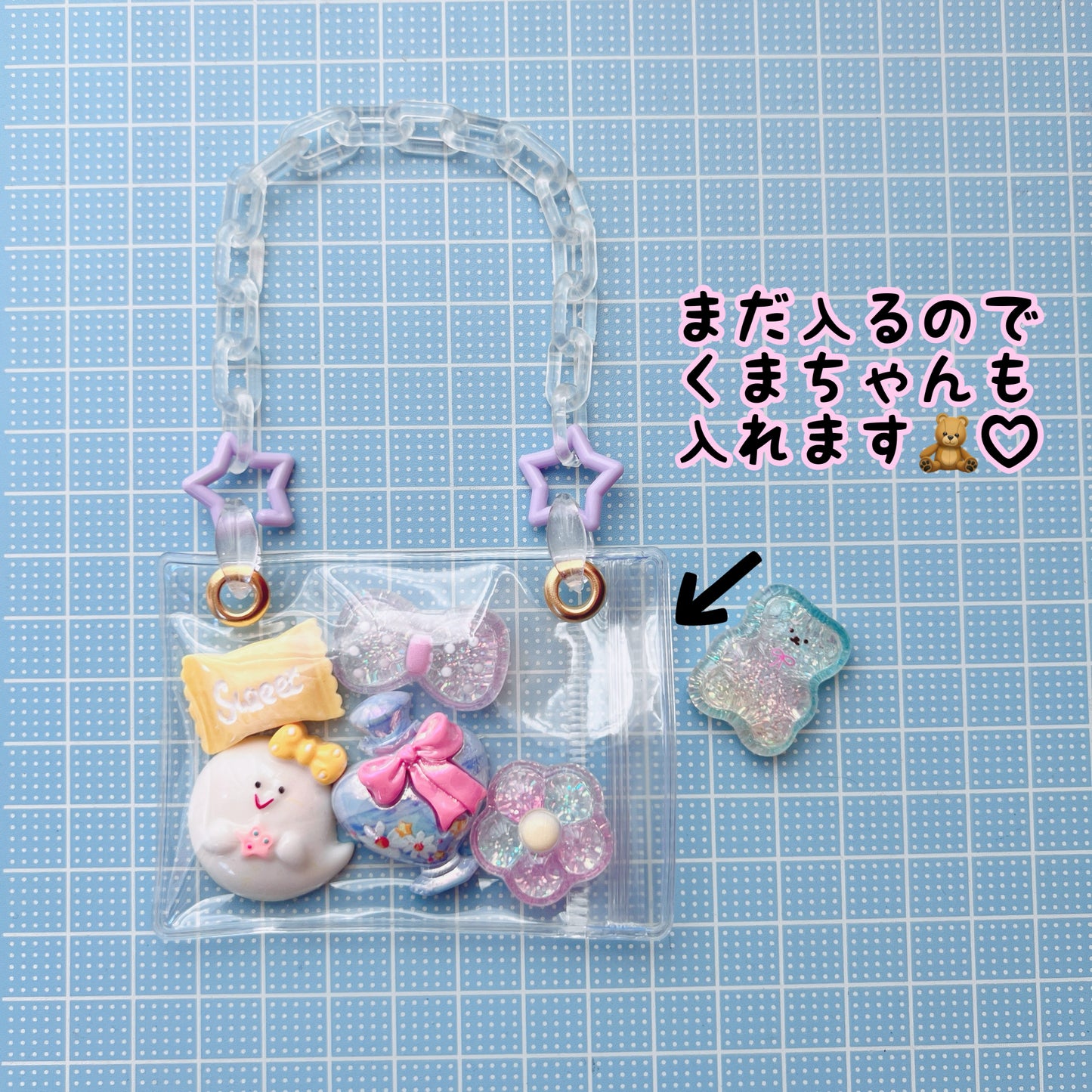大容量ワークショップセット♡ バッグ型キーホルダー 袋サイズ6×8cm デコパーツ付き イベント お店 学校等