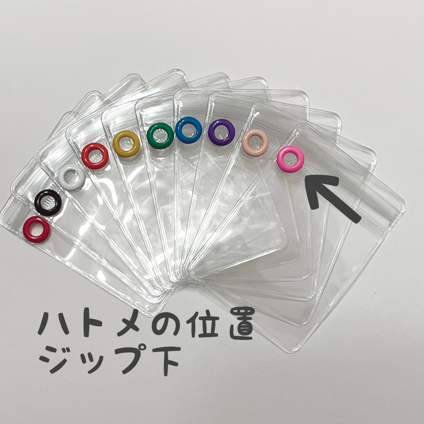 キャンディバッグ キーホルダー　カラー ハトメ付き 袋  6×8cm 100枚セット ビニール