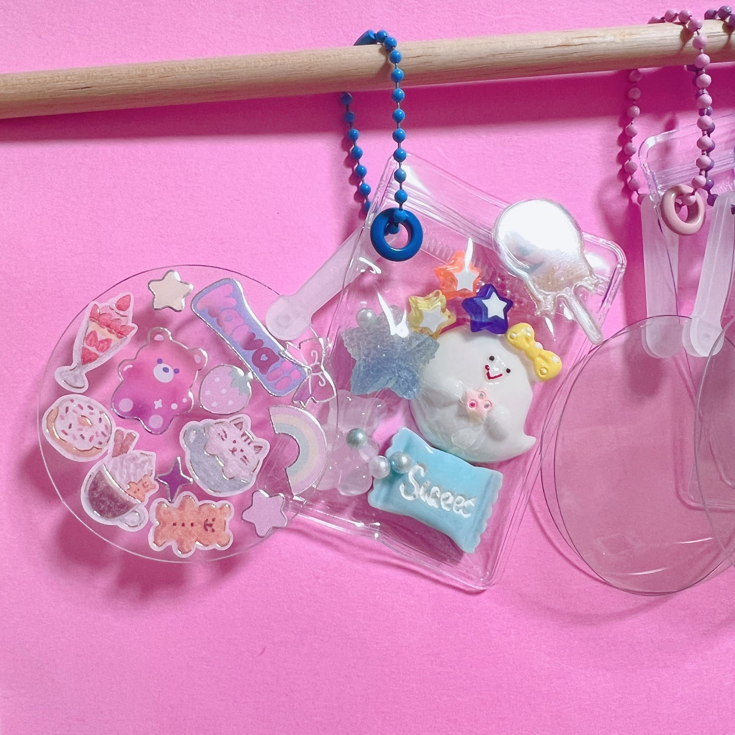 NO.257  【袋サイズが選べる 】  うちわ付き キャンディバッグ キーホルダー  シールも貼れる  キーホルダー セット