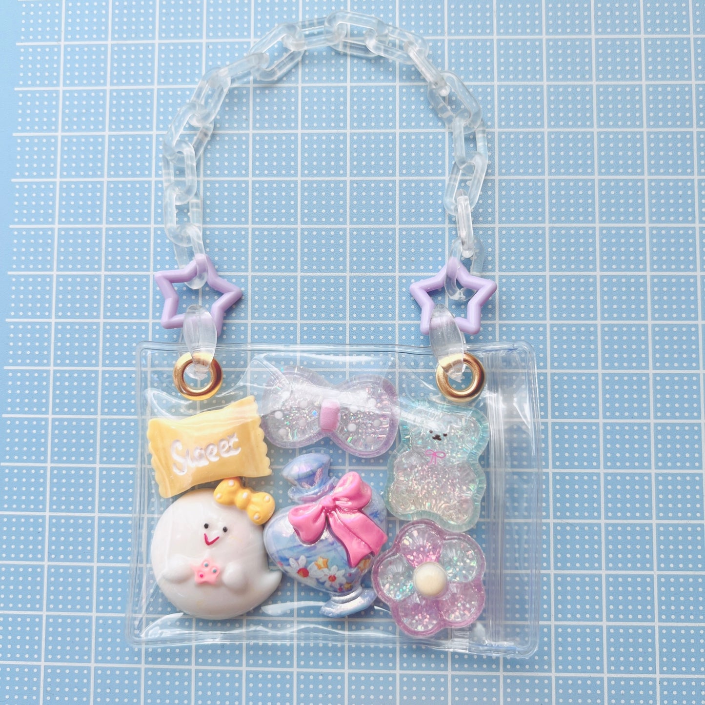 大容量ワークショップセット♡ バッグ型キーホルダー 袋サイズ6×8cm デコパーツ付き イベント お店 学校等