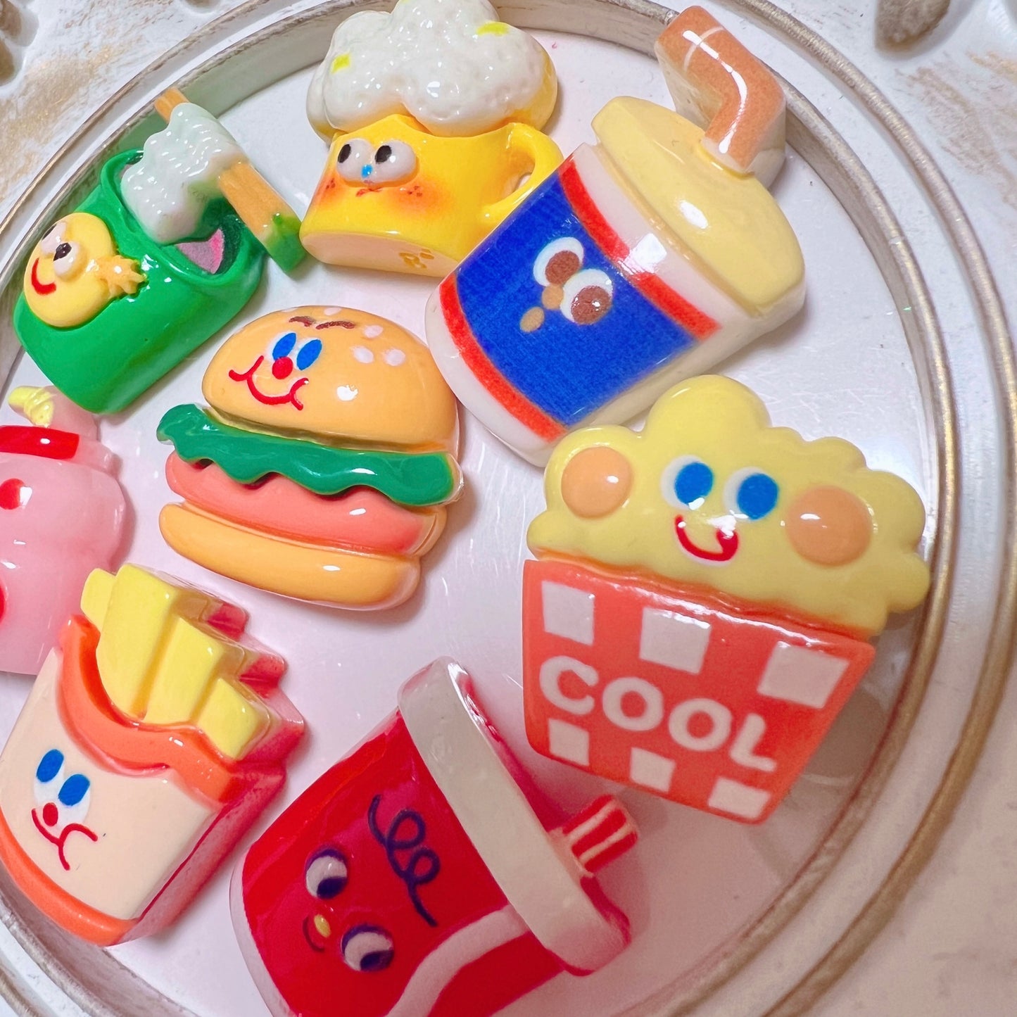 デコパーツ｜お顔付き フード ドリンク 8個セット