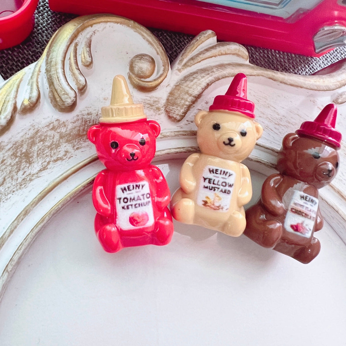 デコパーツ┊︎ くまちゃんの調味料 デコパーツ 3個セット 立体的でとってもカワイイくまちゃんボトル♪