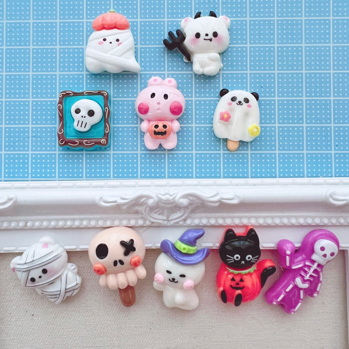 デコパーツ┊︎ 可愛いオバケちゃんたち デコパーツ 10個セット キーホルダー アクセサリー パーツ