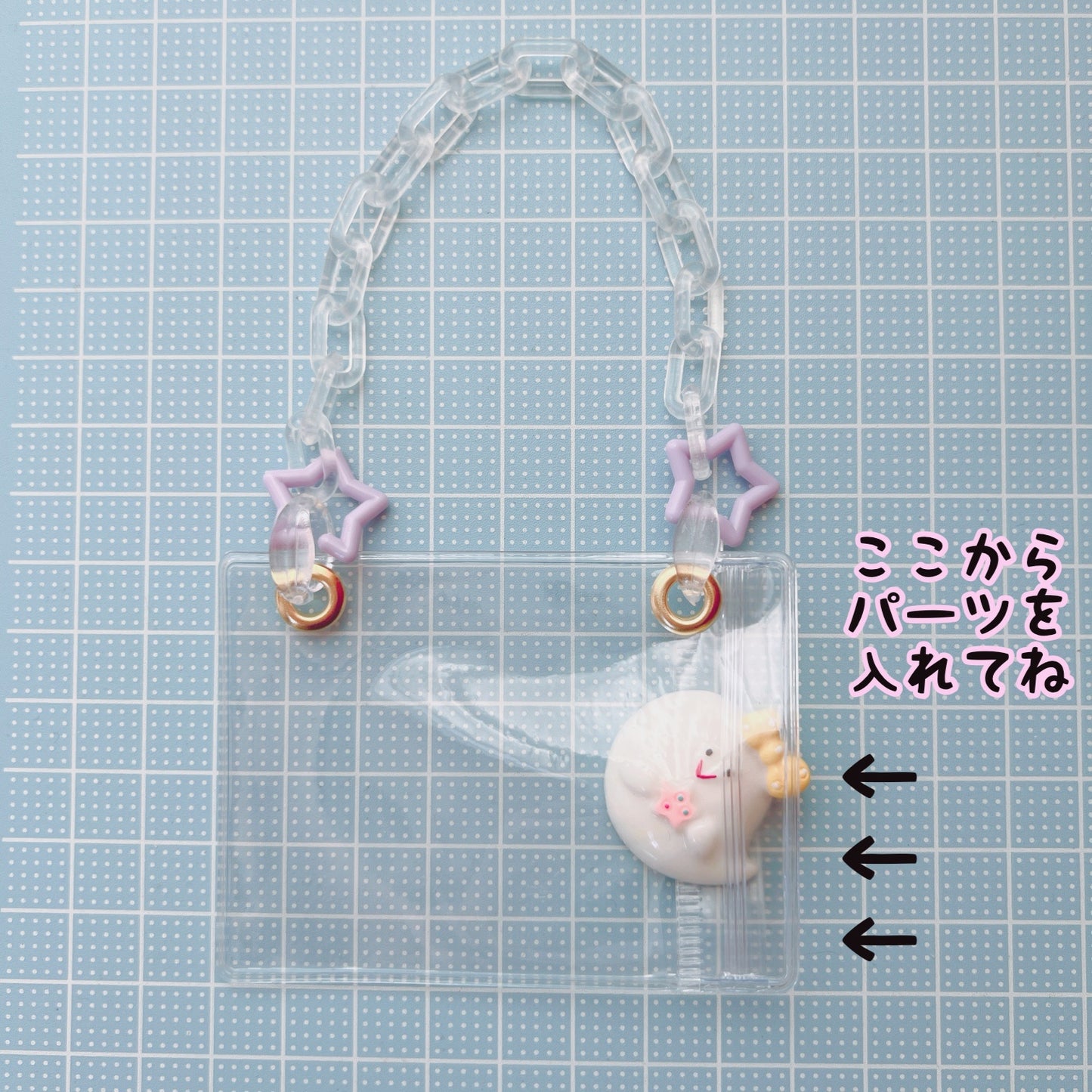 大容量ワークショップセット♡ バッグ型キーホルダー 袋サイズ6×8cm デコパーツ付き イベント お店 学校等