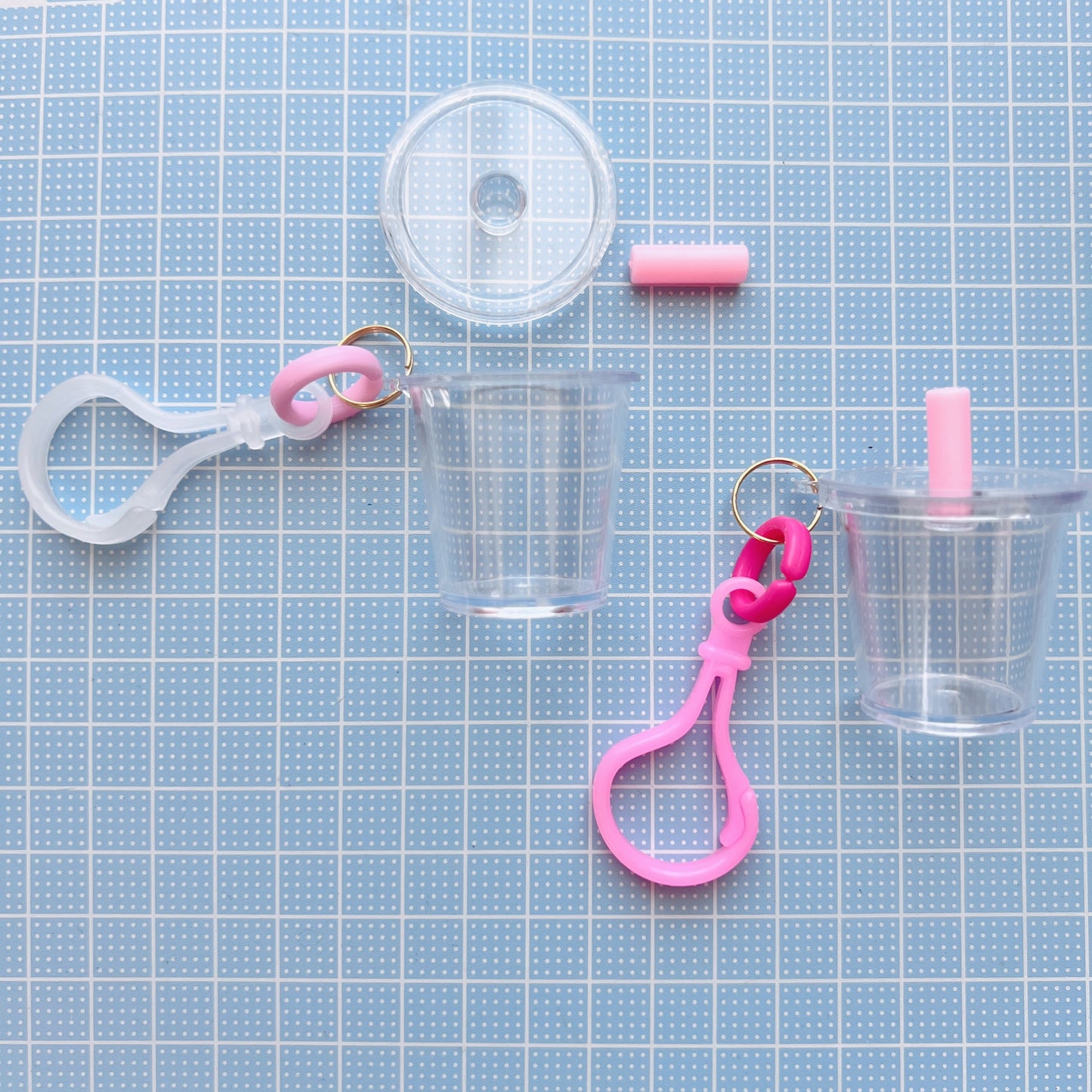 フック･チェーン付き♡ ストロー付きカップチャームキーホルダー 30個セット ワークショップにオススメ♪