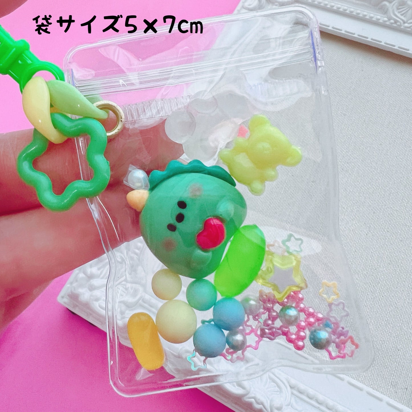 シャカシャカキーホルダー 推し活 ワークショップに キャンディバッグ キーホルダー 50個セット 花チャーム   【袋サイズ・デコパーツ付き、デコパーツなしが選べる 】   No.219