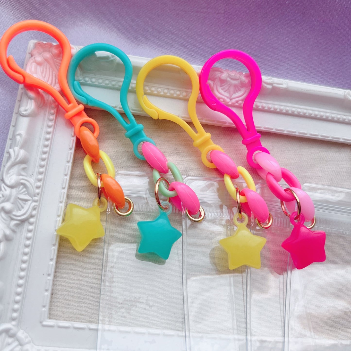 キャンディバッグ キーホルダー ぷっくり星チャーム付き 12個セット No.261 ハンドメイド