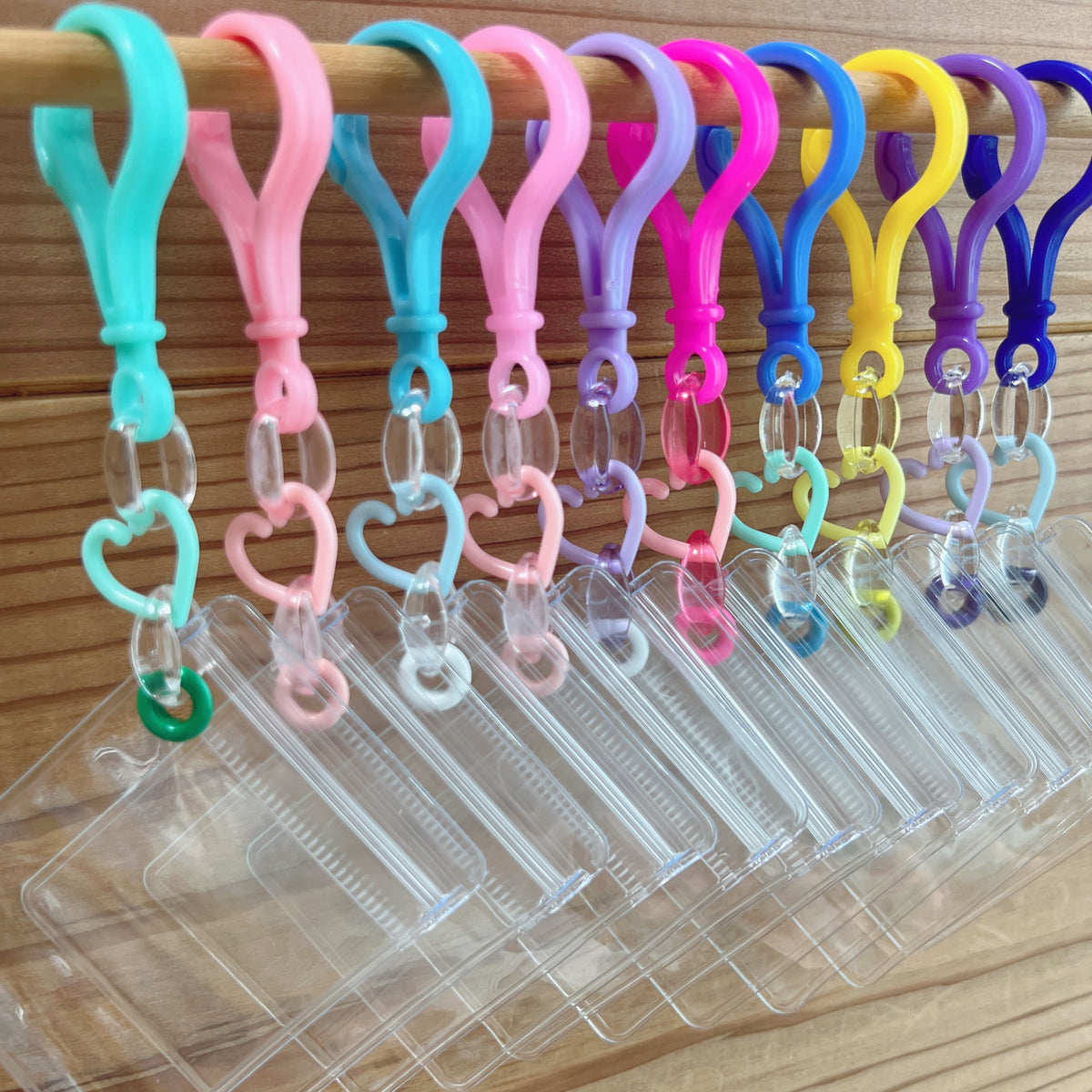 ワークショップにおすすめ♡ キャンディバッグ キーホルダー 50個～100個セット クリアチェーン パステルハート【袋サイズ・デコパーツ付き、デコパーツなしが選べる 】No.249
