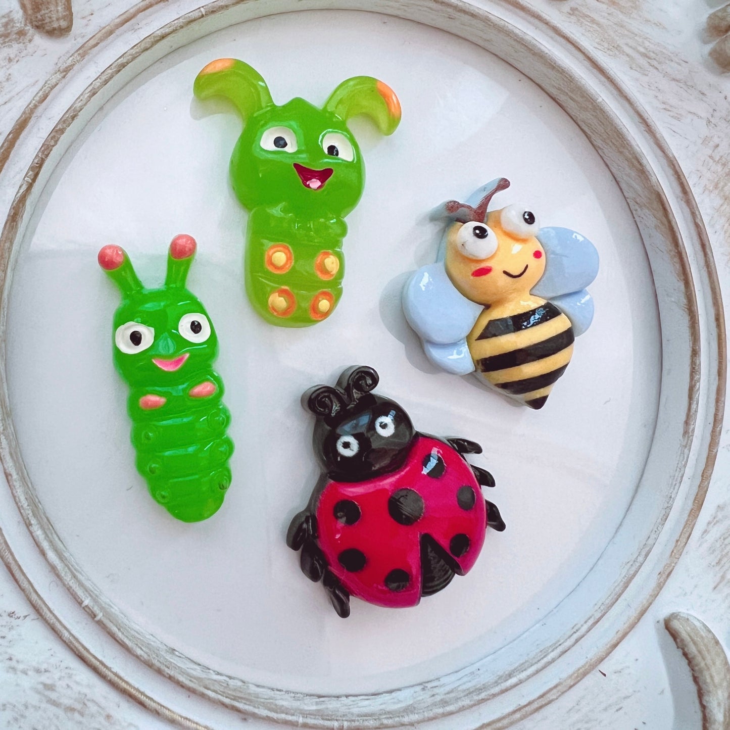 デコパーツ｜てんとう虫 はち いも虫  4個セット