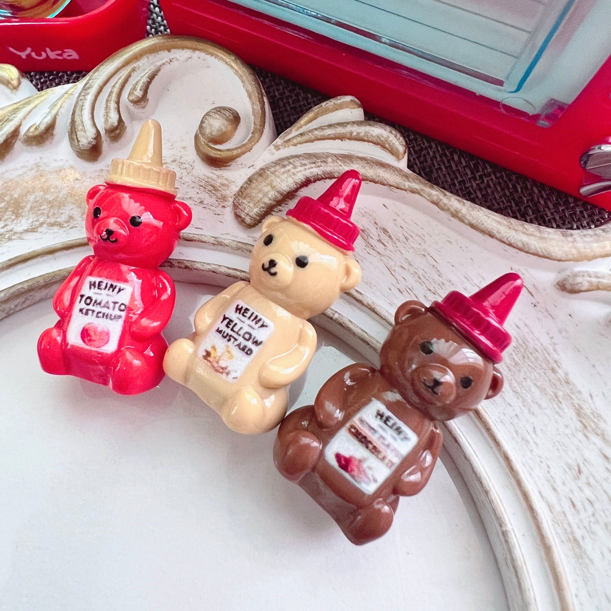 デコパーツ┊︎ くまちゃんの調味料 デコパーツ 3個セット 立体的でとってもカワイイくまちゃんボトル♪