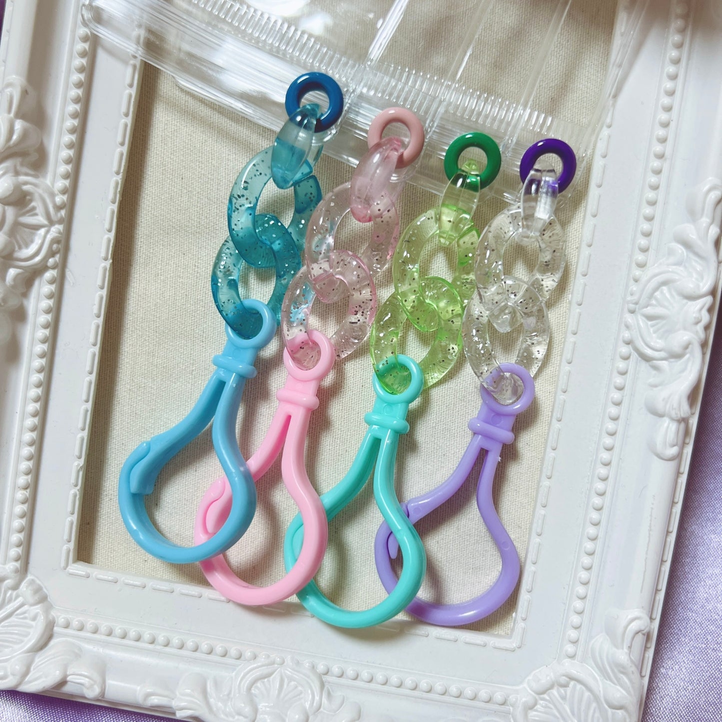 大容量ワークショップセット♡ キャンディバッグキーホルダー 袋サイズ5×7cm デコパーツ付き イベント お店 学校等  ②ラメ