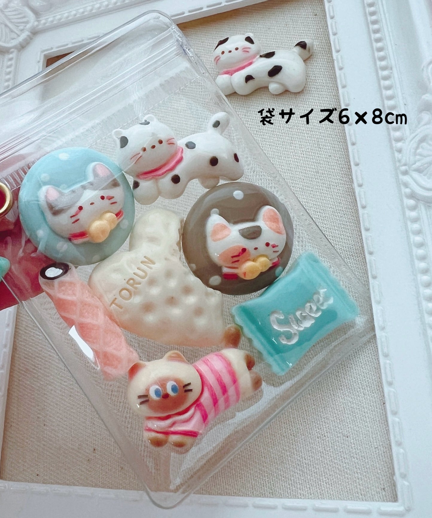大容量ワークショップセット♡ キャンディバッグキーホルダー 袋サイズ6×8cm デコパーツ付き イベント お店 学校等 ② 3連チェーン