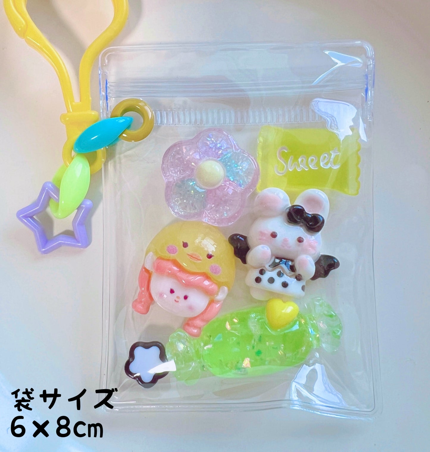 大容量ワークショップセット♡ キャンディバッグキーホルダー 袋サイズ6×8cm デコパーツ付き イベント お店 学校等 ①