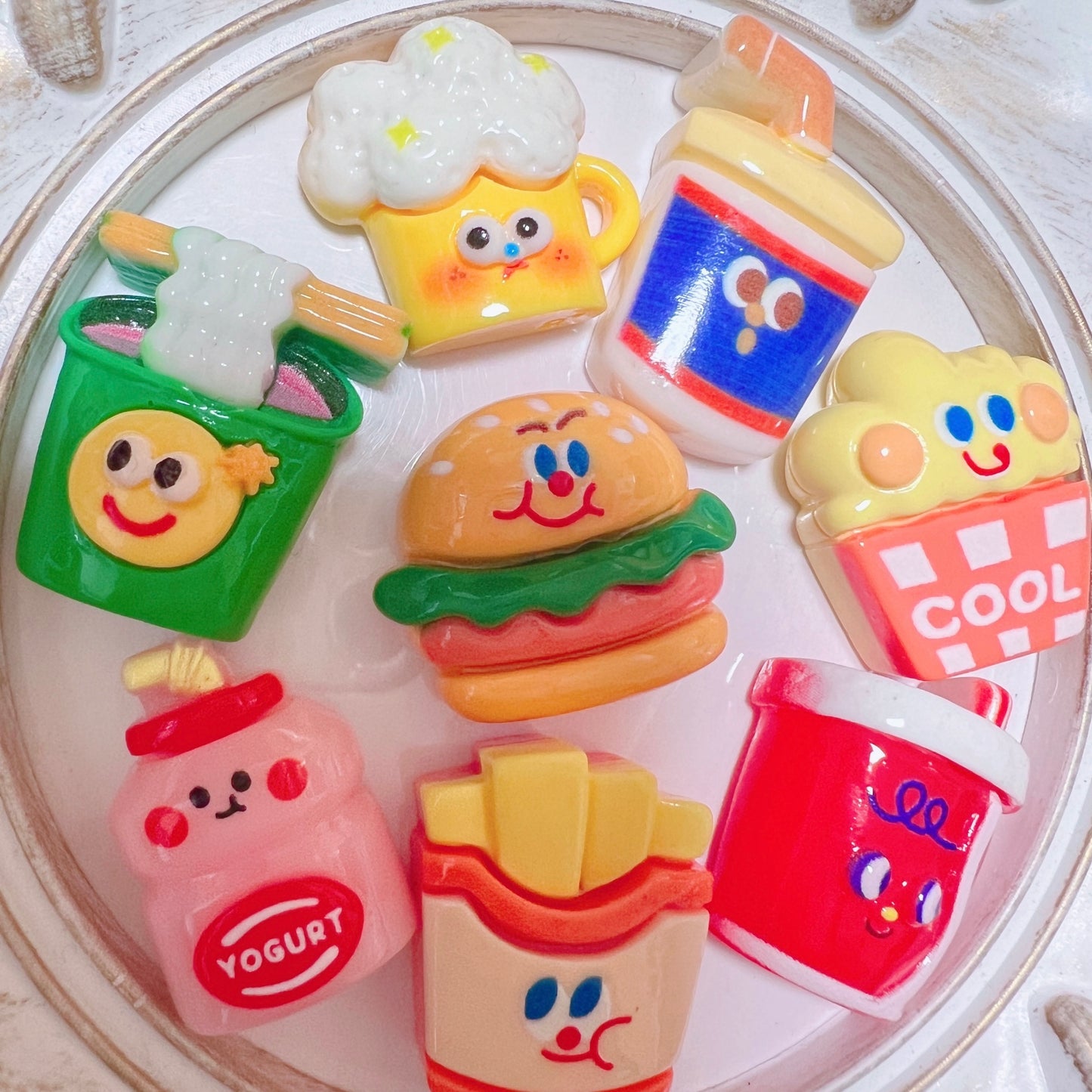 デコパーツ｜お顔付き フード ドリンク 8個セット