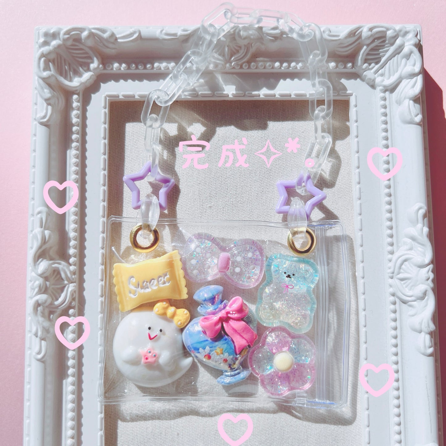 大容量ワークショップセット♡ バッグ型キーホルダー 袋サイズ6×8cm デコパーツ付き イベント お店 学校等