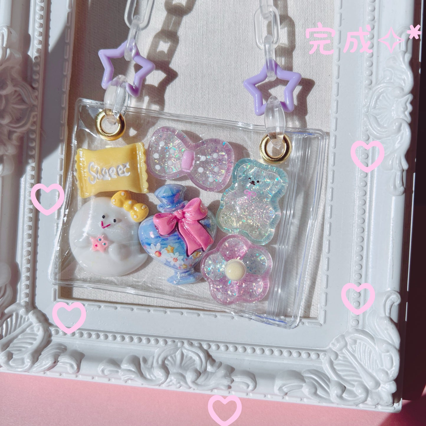 大容量ワークショップセット♡ バッグ型キーホルダー 袋サイズ6×8cm デコパーツ付き イベント お店 学校等