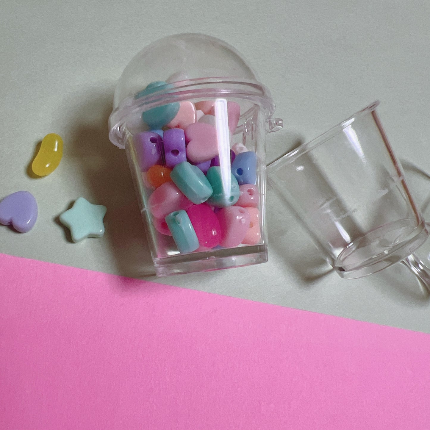 フック･チェーン付き♡ ストロー付きカップチャームキーホルダー 30個セット ワークショップにオススメ♪