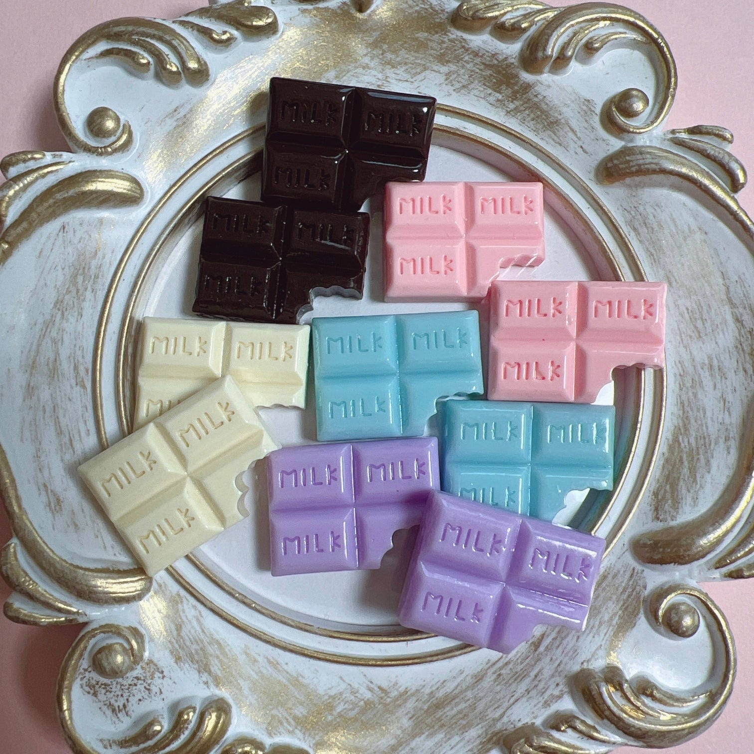 デコパーツ 食べかけ 板チョコ 5色 10個セット MILKチョコ プラパーツ – くるくるコレクション