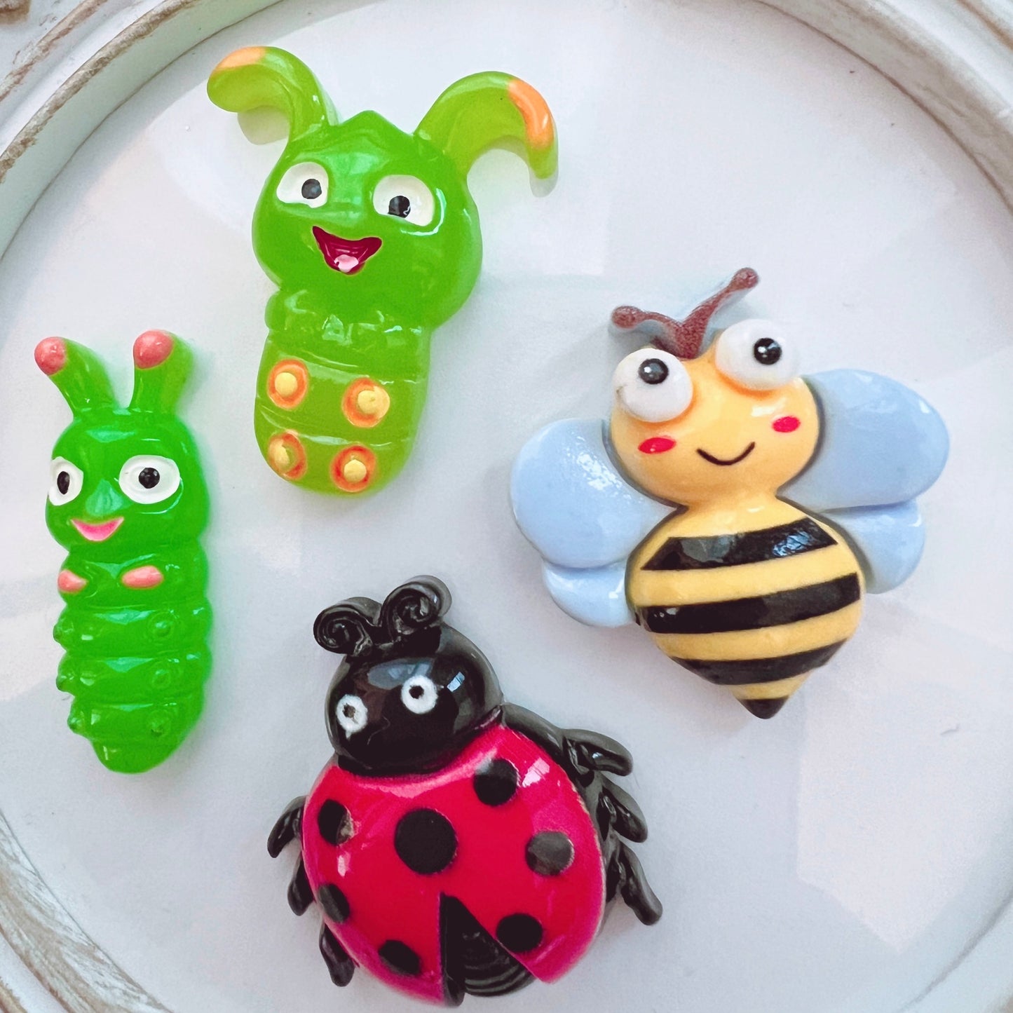 デコパーツ｜てんとう虫 はち いも虫  4個セット