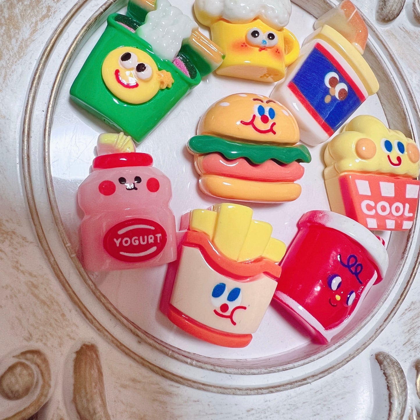 デコパーツ｜お顔付き フード ドリンク 8個セット