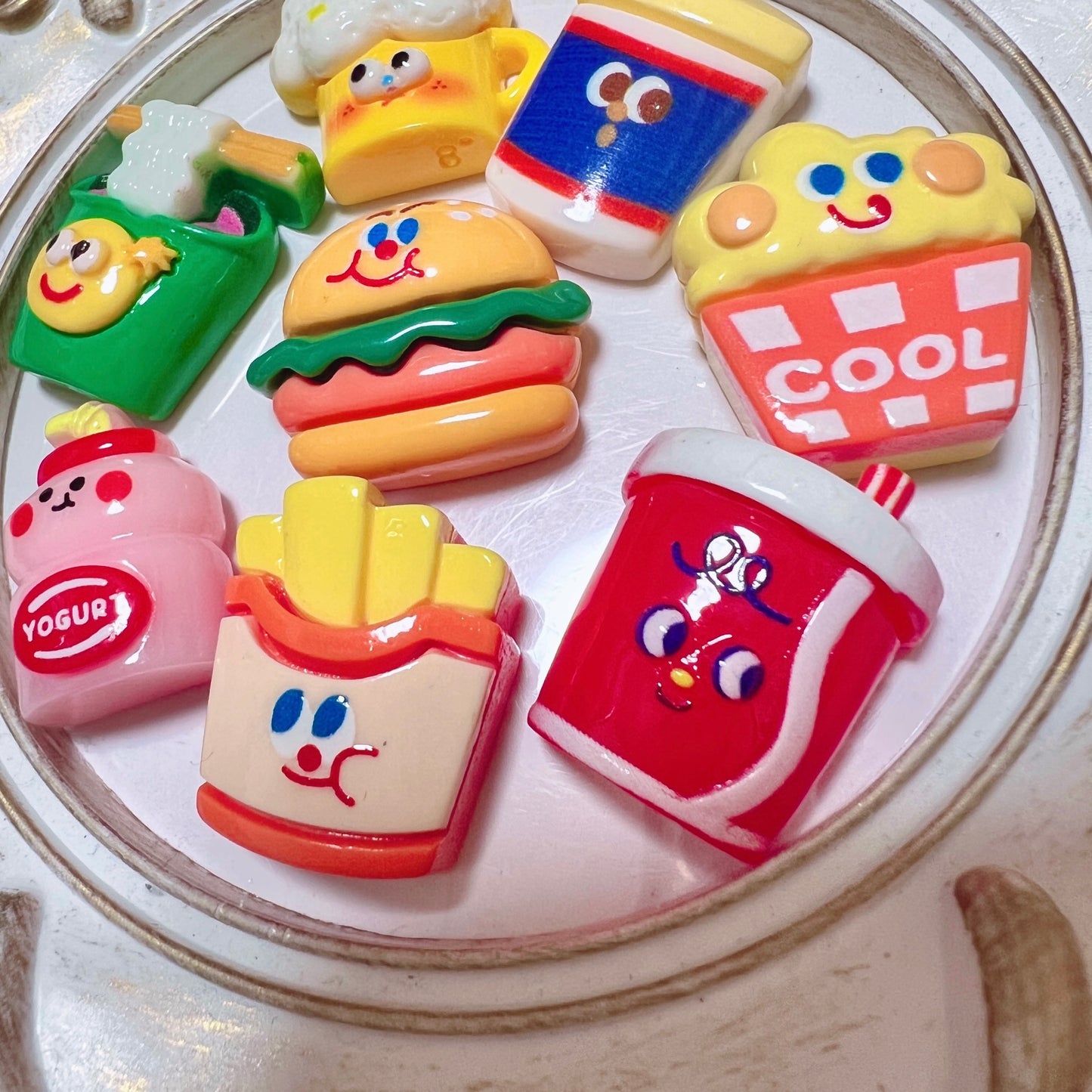 デコパーツ｜お顔付き フード ドリンク 8個セット