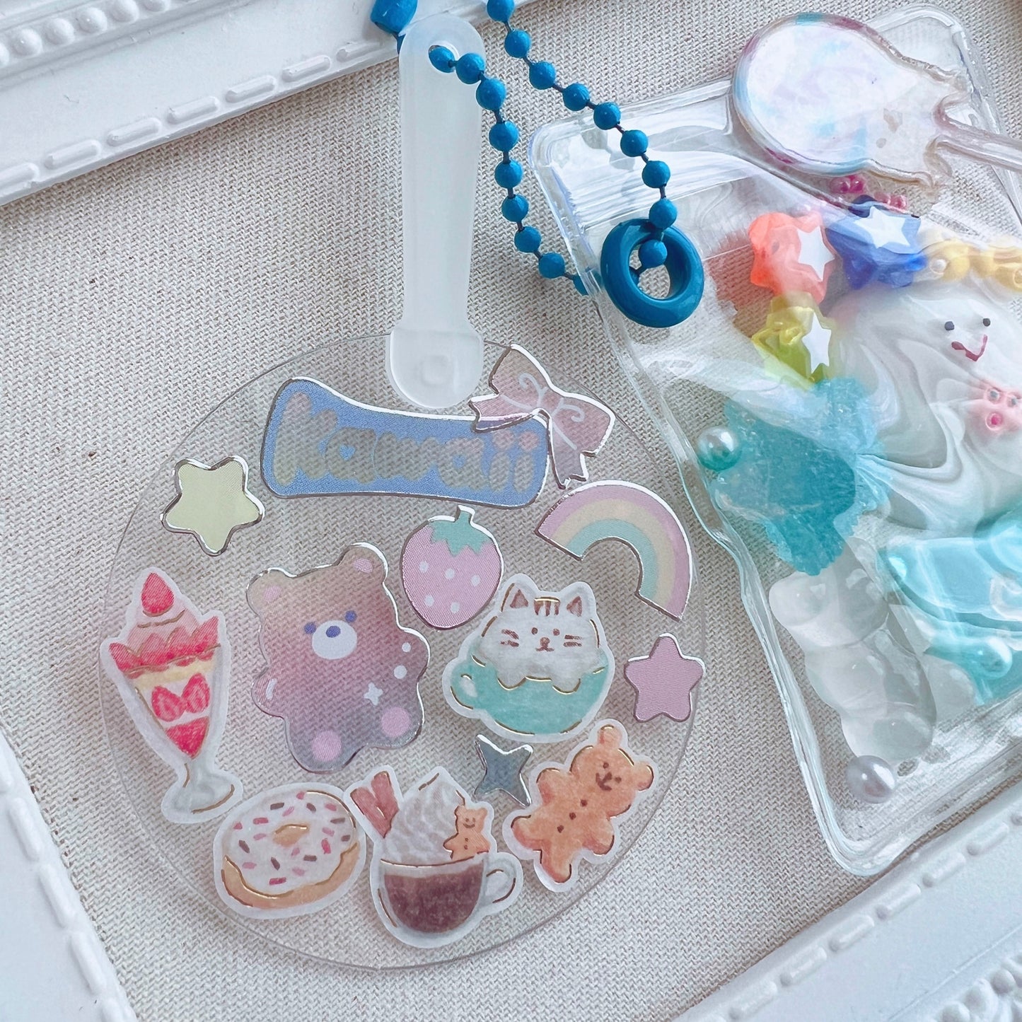 NO.257  【袋サイズが選べる 】  うちわ付き キャンディバッグ キーホルダー  シールも貼れる  キーホルダー セット