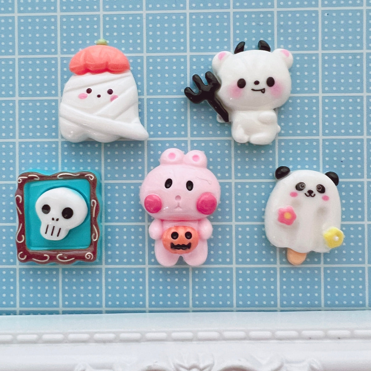 デコパーツ┊︎ 可愛いオバケちゃんたち デコパーツ 10個セット キーホルダー アクセサリー パーツ