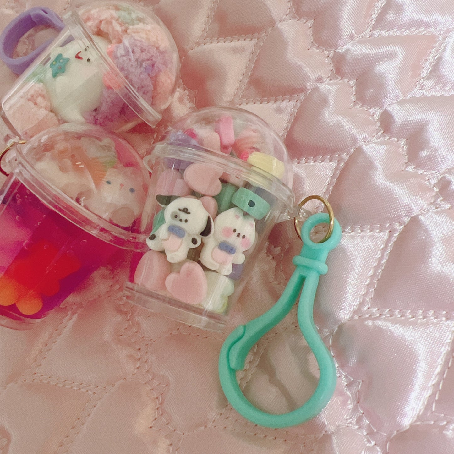 フック･チェーン付き♡ ストロー付きカップチャームキーホルダー 30個セット ワークショップにオススメ♪