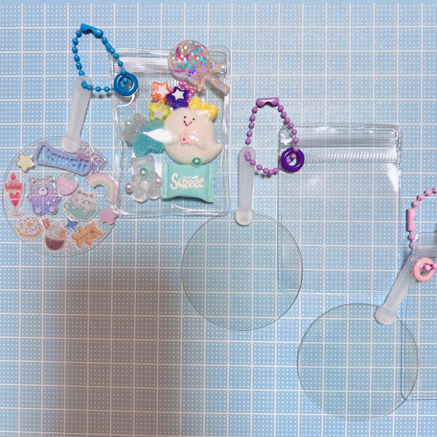 NO.257  【袋サイズが選べる 】  うちわ付き キャンディバッグ キーホルダー  シールも貼れる  キーホルダー セット