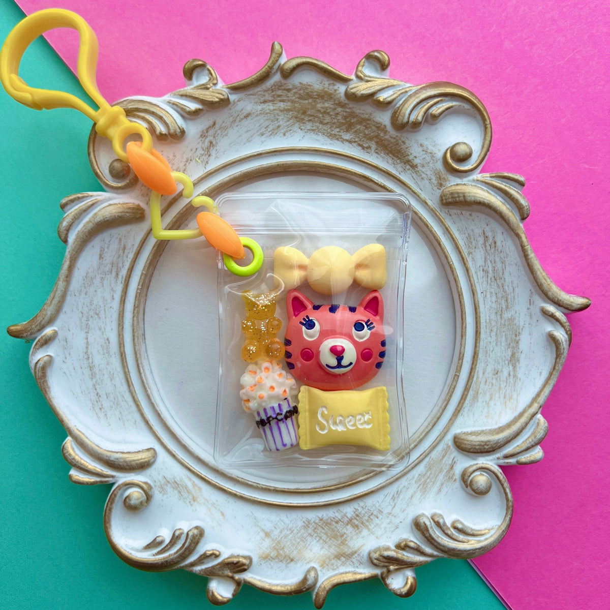 チェーン色々250個セット 大容量ワークショップセット♡ キャンディバッグキーホルダー 袋サイズ5×7cm デコパーツ付き イベント お店 学校等 ④